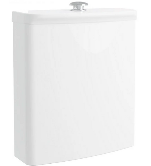 AKW Navlin low level cistern with raised push button flush and flush pipe, supplied in the 28322PB WC suite