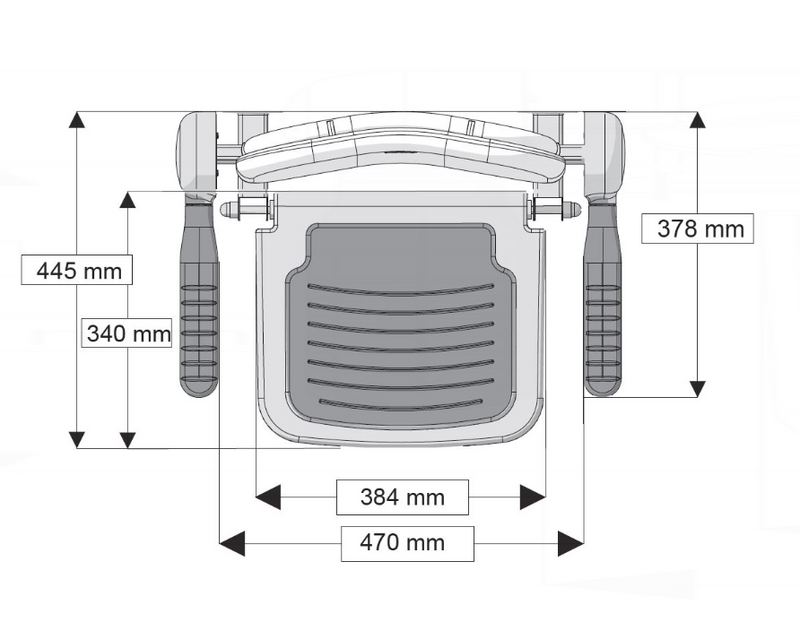 AKW 1000 Series 01122 Compact Wall Mounted Fold Up Grey Padded Shower Seat with Back and Arms