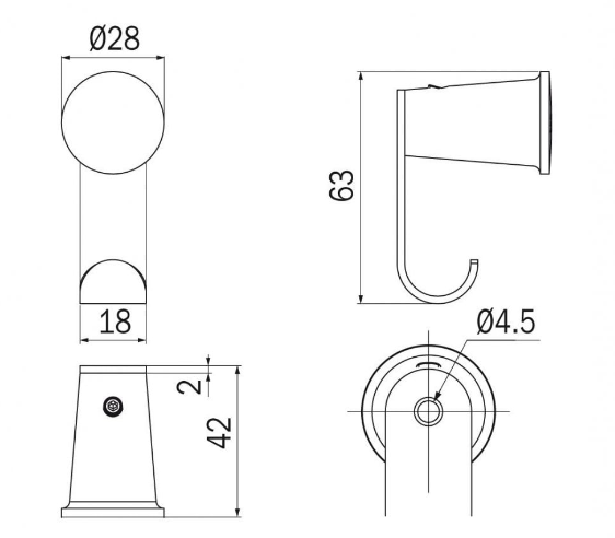 Inda Ego Double Robe Hook 3x7hx4cm (A1320CCR)