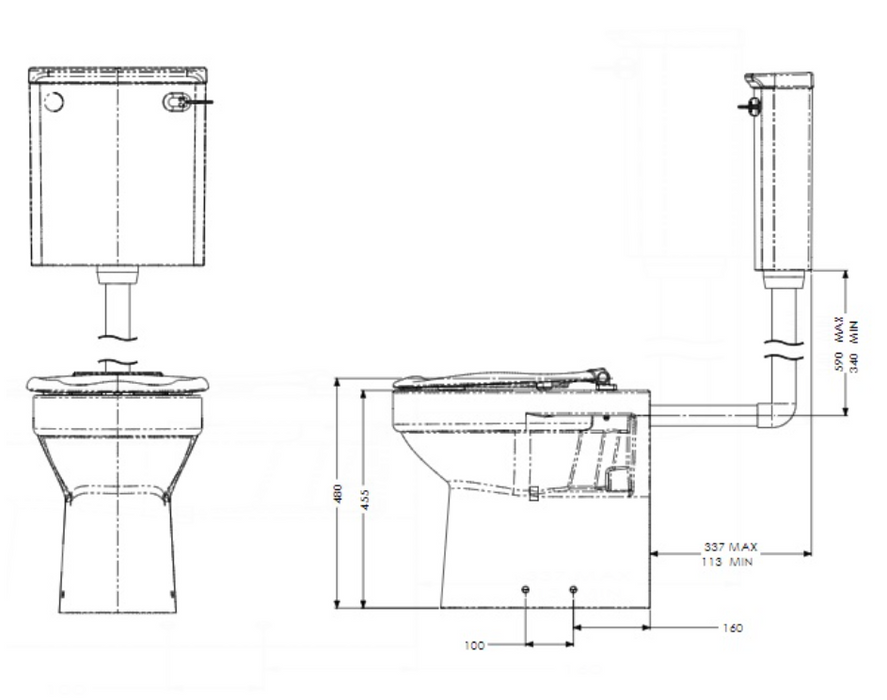 AKW Navlin Raised Height Low Level WC Suite (28322)