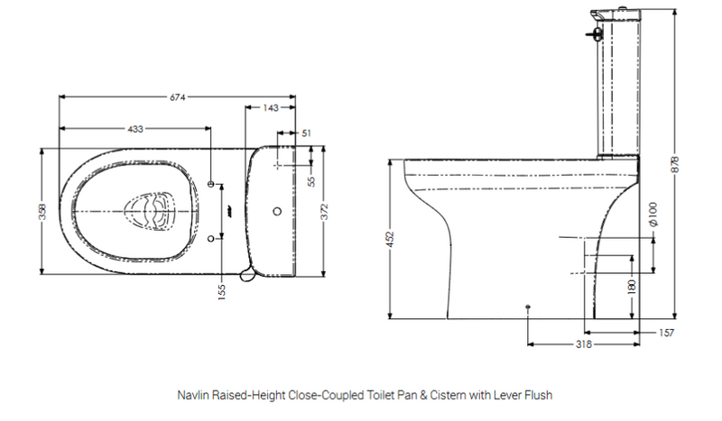 AKW Navlin Raised Height Close Coupled Lever Flush 650mm WC Suite (28323)