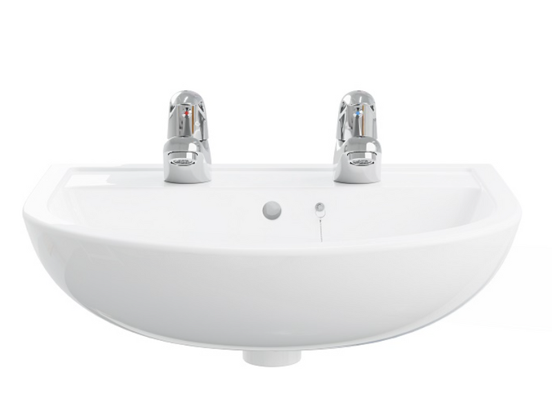 AKW Navlin 550mm 2TH Basin Pack Including Full Pedestal & Basin Lever Taps (28330)