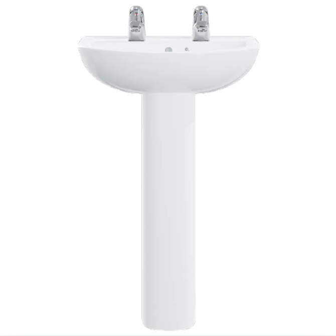 AKW Navlin 550mm 2TH Basin Pack Including Full Pedestal & Basin Lever Taps (28330)