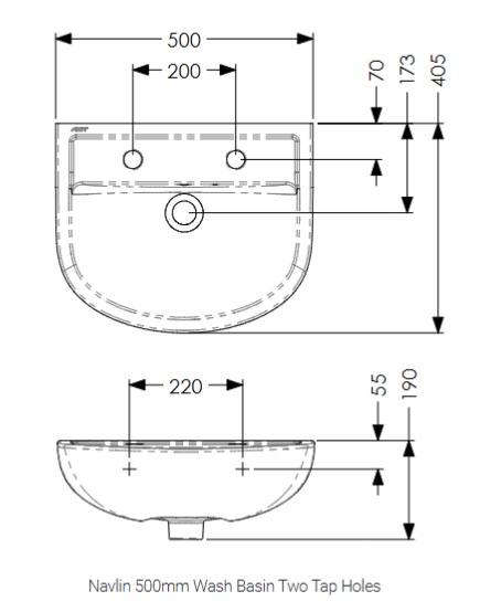 AKW Navlin 500mm 2TH Basin Pack Including Full Pedestal & Basin Lever Taps (28329)