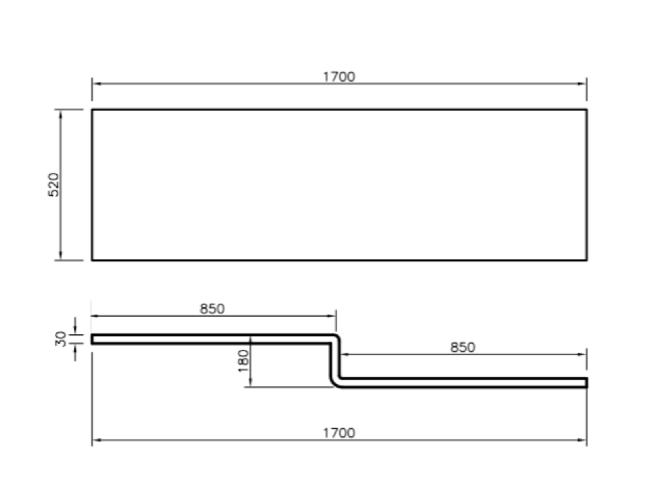 Kartell K-VIT Elite L-Shaped Shower Bath Front Panel 1700mm (BAT152EL)