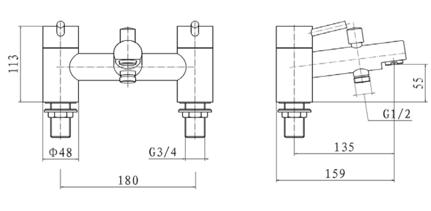 Kartell K-VIT Plan Bath Shower Mixer Chrome (TAP012PL)