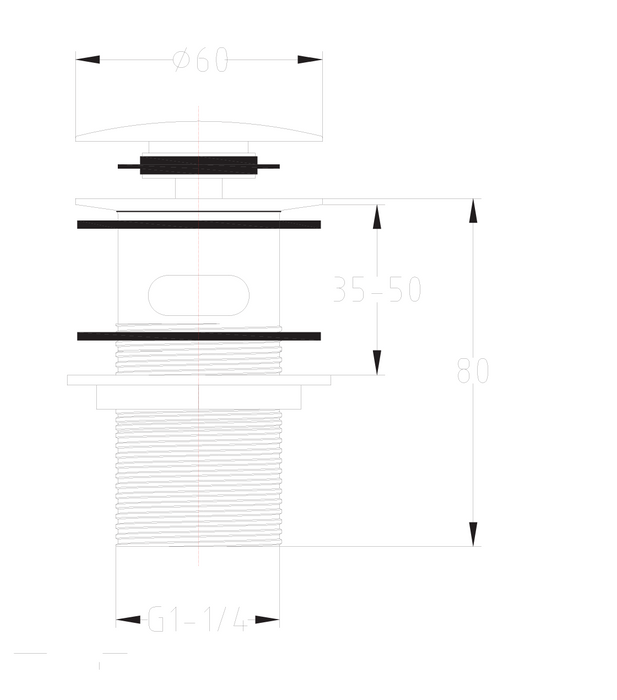 Kartell K-VIT Easy Cleaning Sprung Plug Basin Waste CP (Slotted) With Remove Clic-Clac Chrome (WAS006)