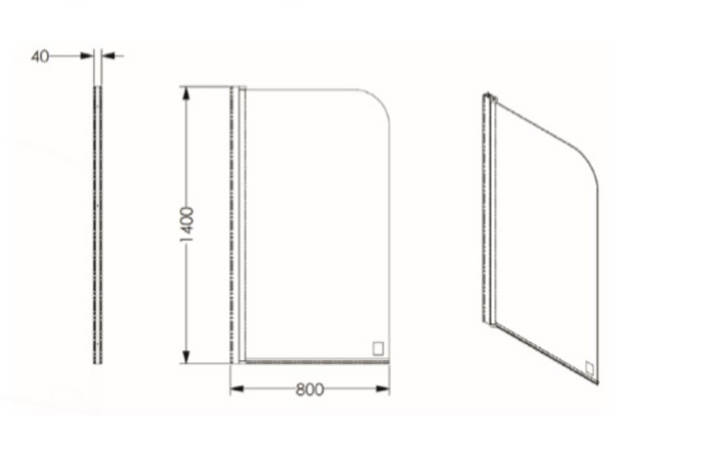 AKW Hinged Curved Top Bath Shower Screen 800mm (30805)