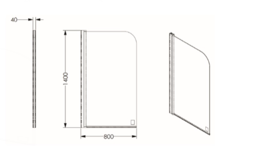 AKW Hinged Curved Top Bath Shower Screen 800mm (30805)