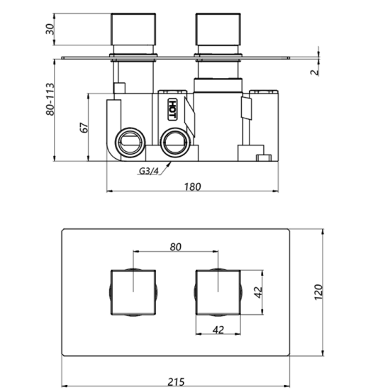 Kartell K-VIT Pure Option 3 Concealed Thermostatic Shower Set with Slide Rail Kit & Overhead Drencher – Chrome (SHO027PR)(SHO070CU)(SHO091OE)(SHO073CU)