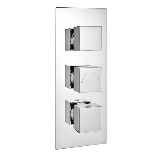 Kartell K-VIT Pure Option 6 Triple Concealed Thermostatic Shower Set with Slide Rail Kit & Overhead Drencher – Chrome (SHO025PU)(SHO070CU)(SHO091OE)(SHO073CU)