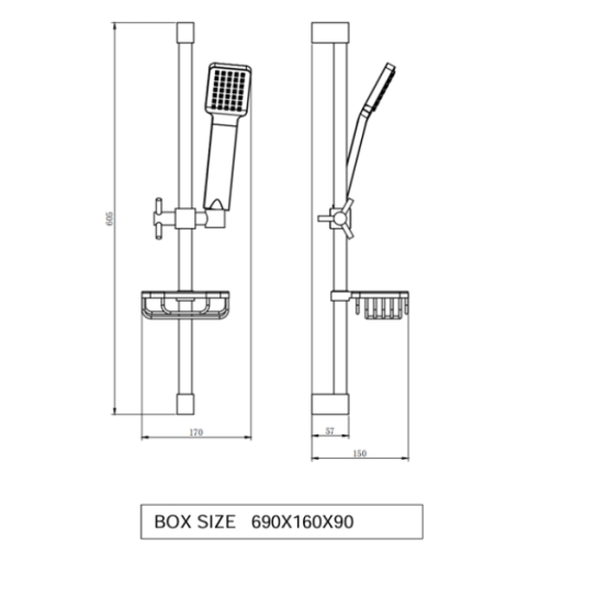 K-VIT Pure Option 6 Triple Thermostatic Concealed Shower with Slide Rail Kit and Overhead Drencher (SHO025PU-SHO070CU SHO091OE-SHO073CU)