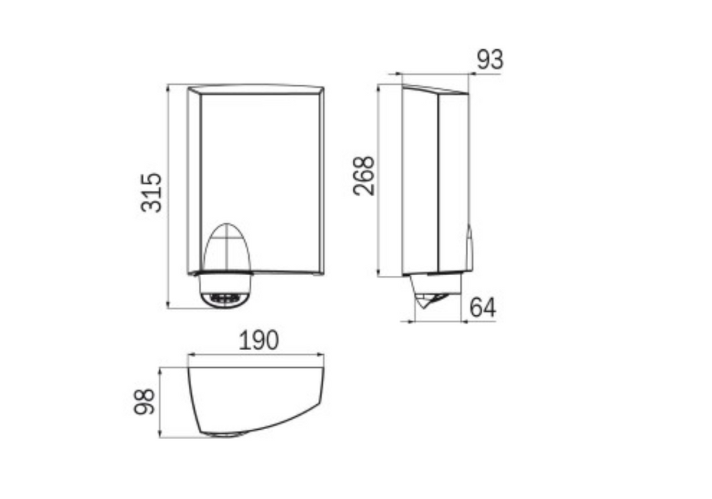 Inda Hotellerie Automatic Hand Dryer 19x32hx10cm. IP23 220/240V - 1300/1500W CE - Silver (AV474ASL)
