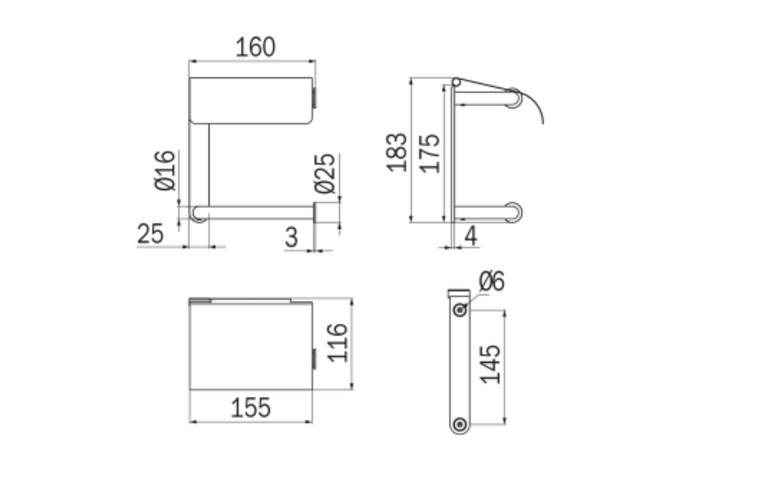 Inda Hotellerie Double Toilet Roll Holder 16x19hx11cm - Chrome (AV425BCR)