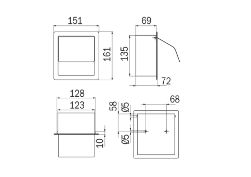 Inda Hotellerie Recessed Toilet Roll Holder 15x16hx7cm - Chrome (A8028DAL)