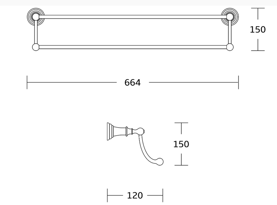 Kartell K-VIT Astley Double Towel Bar Chrome (ACC141)