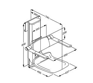 Pressalit PLUS Shower Seat 450, Electrically Height Adjustable And Manually Sideways Adjustable Blue (R7664108)