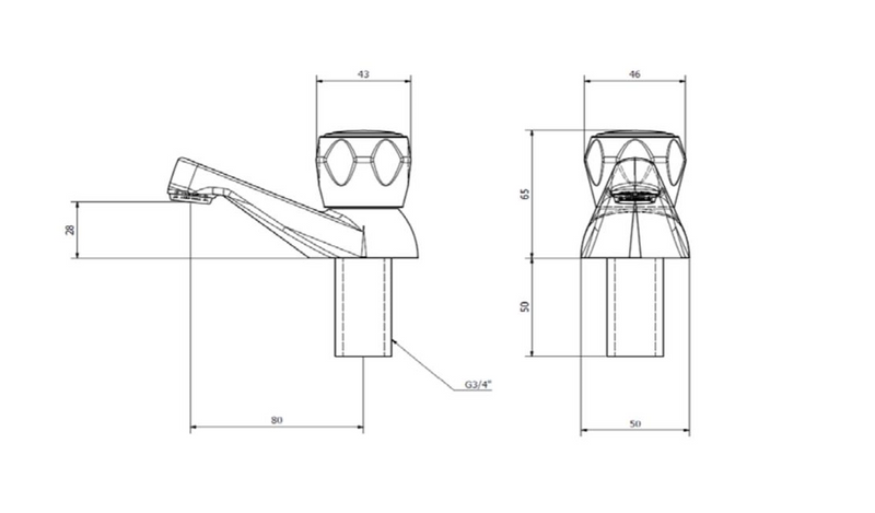 Kartell K-VIT Alpha 3/4" Bath Taps (Pair) Chrome (TAP161AL)