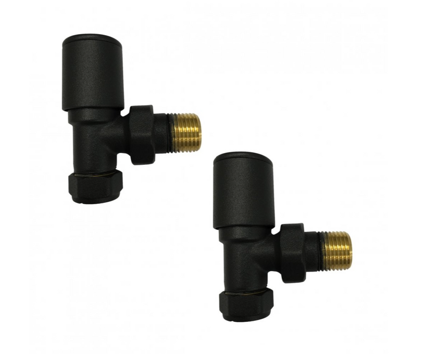 Kartell K-VIT Modern Straight or Angled Radiator Valve Twin Packs Matt Black (BLACK-STR - BLACK-ANG)