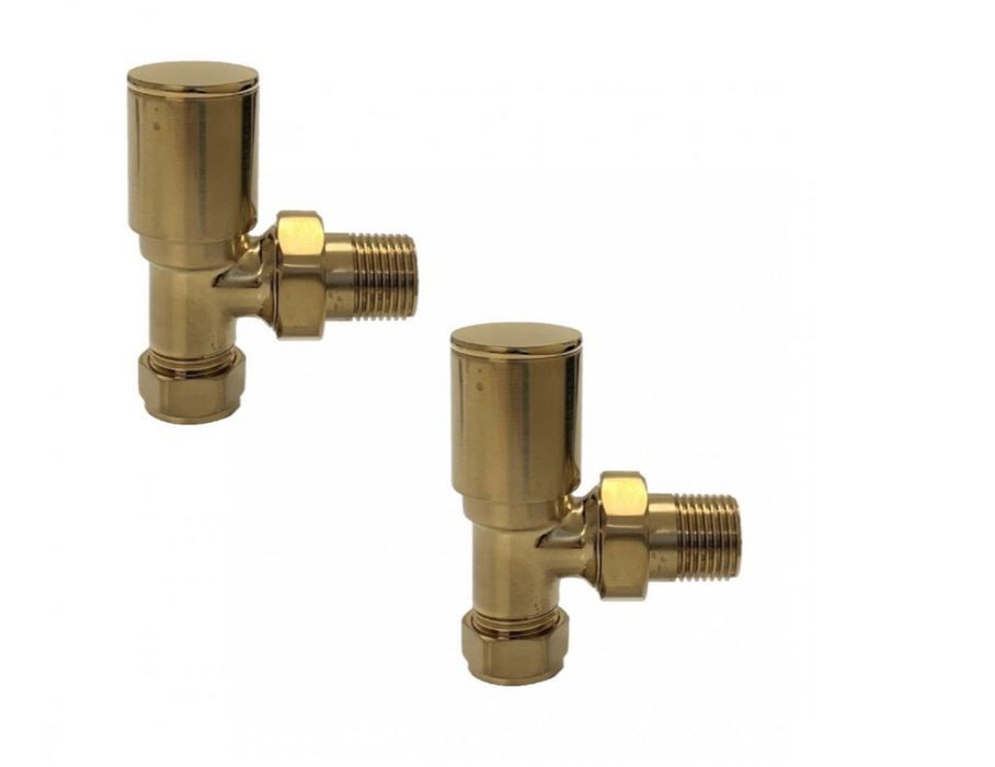 Kartell K-VIT Modern Straight or Angled Radiator Valve 15mm (Pair) Brass (BRASS-STR - BRASS-ANG))