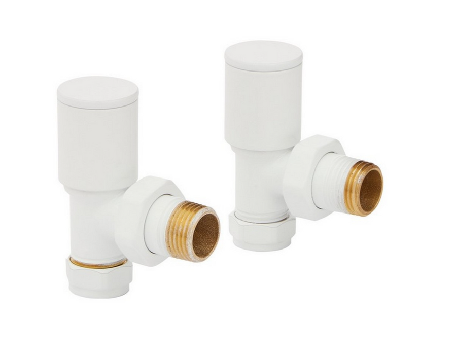 Kartell K-VIT Modern Straight or Angled Radiator Valve (Pair) White ( WHITE-STR - WHITE-ANG)