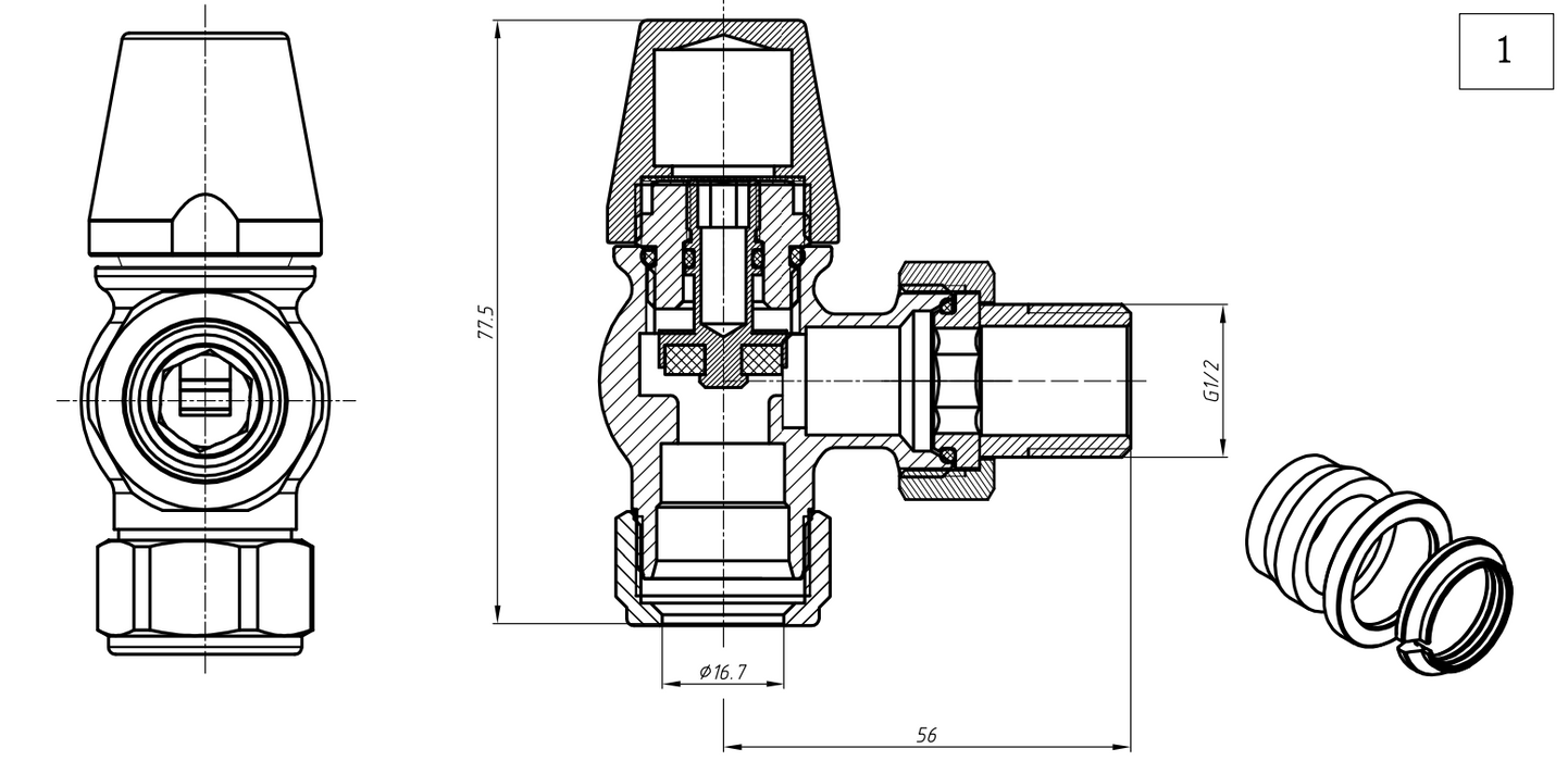 Kartell K-VIT Traditional Radiator Valve Chrome (TRAD-ANG-C)