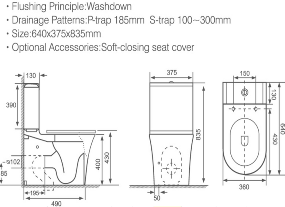 Kartell K-VIT Kameo Close Coupled Close To Wall Pan (POT541KA)