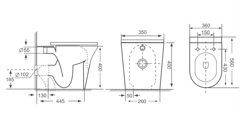Kartell K-VIT Kameo Rimless Back to Wall WC Pan-White Gloss (POT537KA)