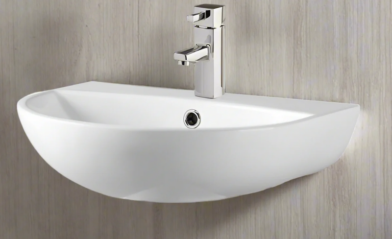 Kartell K-VIT Kameo 500mm 1 Tap Hole Basin with Full Pedestal- White Gloss (POT543KA-POT532KA)