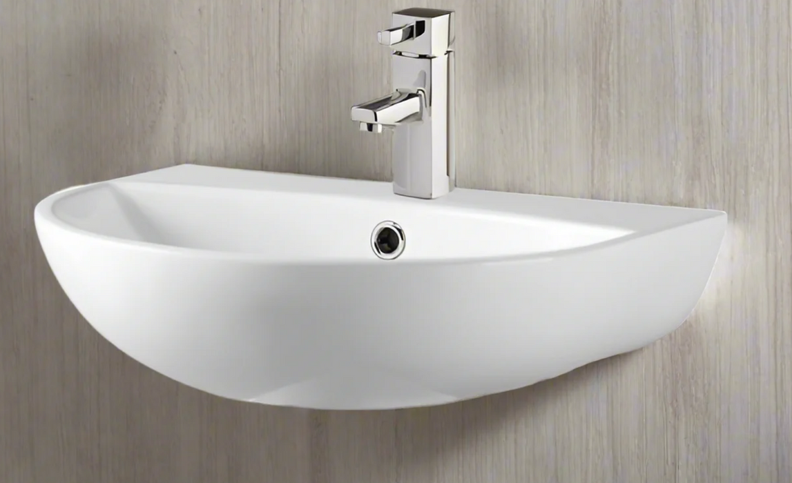 Kartell K-VIT Kameo 500mm 1 Tap Hole Basin with Full Pedestal- White Gloss (POT543KA-POT532KA)