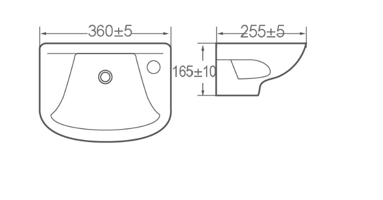 Kartell K-VIT Proton Cloakroom 355mm 2 Tap Hole Basin (PRO355BAS2)