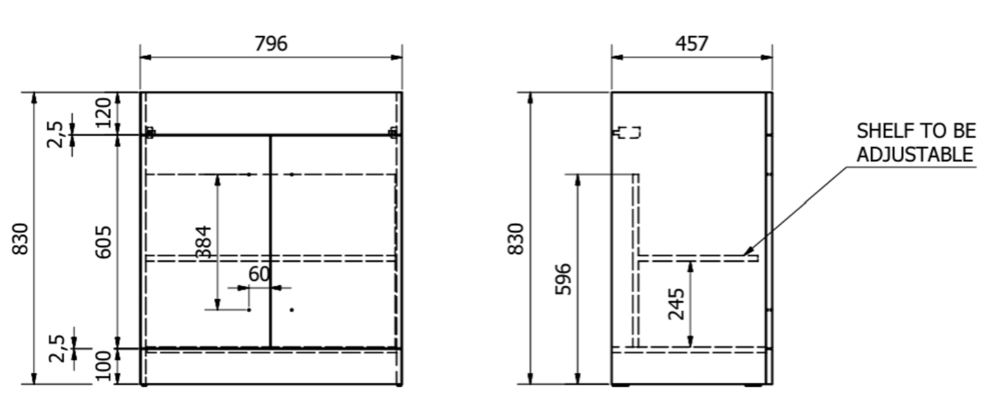 Kartell K-VIT Purity 800mm Floor Standing 2 Door Unit & Ceramic Basin White Gloss (FUR040PU-FUR060PU)