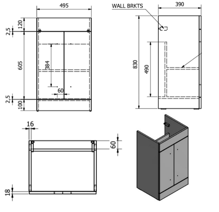 Kartell K-VIT Matrix 2 Door L-Shaped Furniture Pack 1100mm Right Hand - White Gloss (FUR001PU-FUR402MA-FUR431NEW-ACC001N)