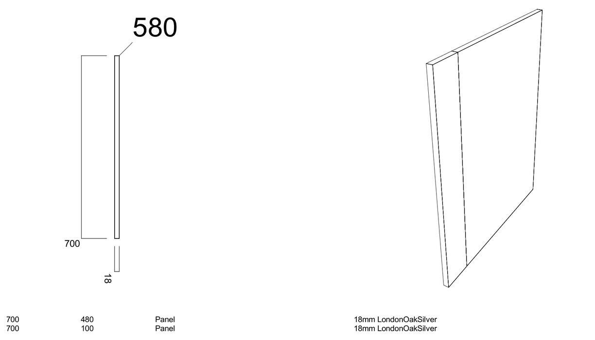 Kartell K-VIT Purity 700mm 2 Piece End Bath Panel- Silver Oak (PSO700EP)