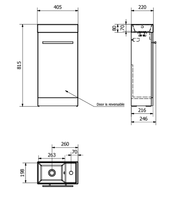 Kartell K-VIT Purity Cloakroom Unit & Basin- Silver Oak (PSO410CLK-RWFCUBEAS)