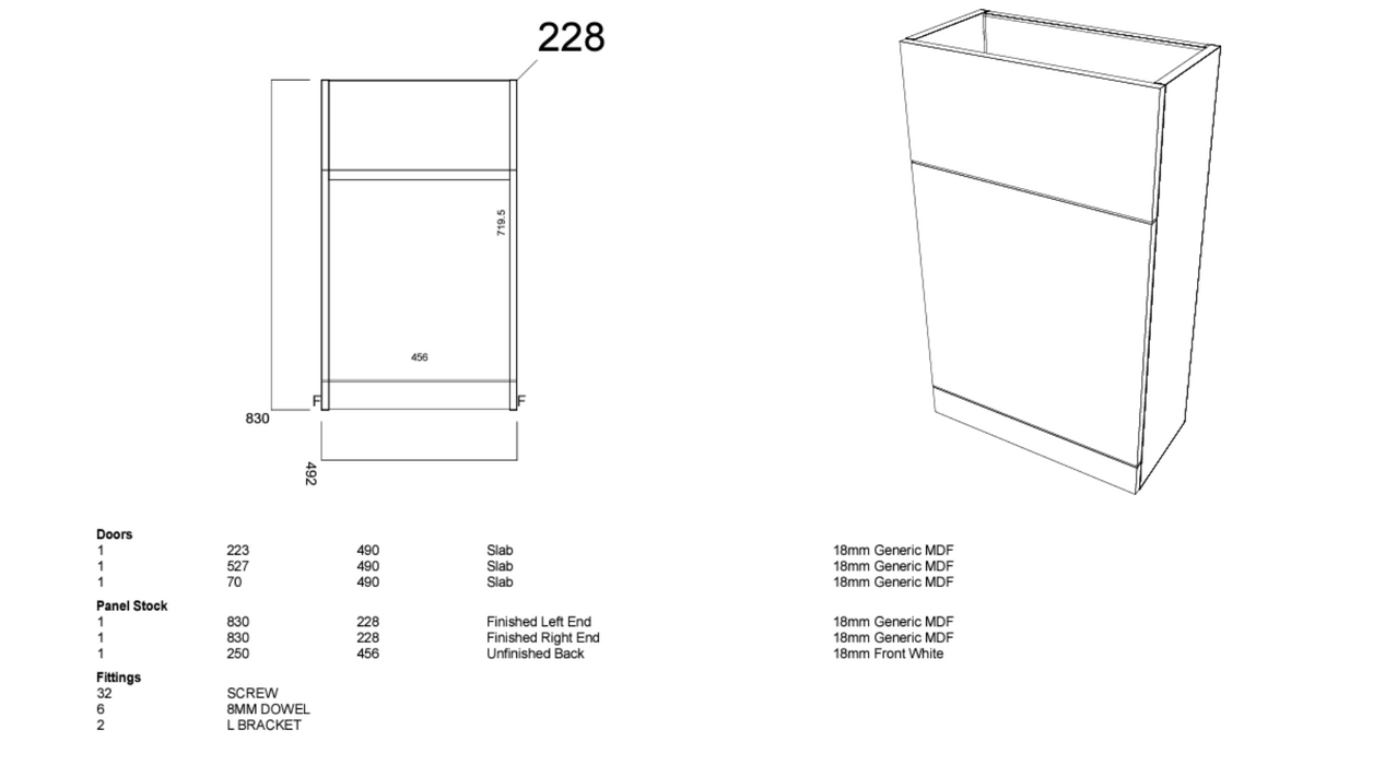 Kartell K-VIT Fusion P-Shaped 1010mm 2 Door Furniture Pack Matt Dark Grey, Right Hand (FU500DO-DG-FUS1010RH-FU500WC-DG-ACC001N)