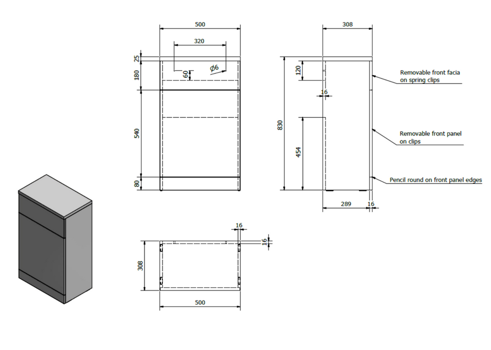 Kartell K-VIT Trim 500mm WC Unit Set-Gloss White (POT473TR-POT472TR-ACC001N0-IMP500WC)