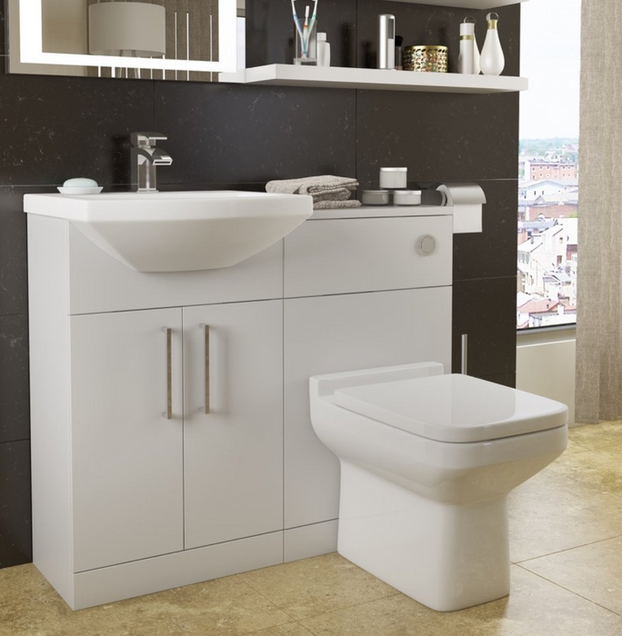 Kartell K-VIT Trim 550mm Cabinet with Basin-Gloss White (POT474TR-IMP550VU-HAN008 x2)