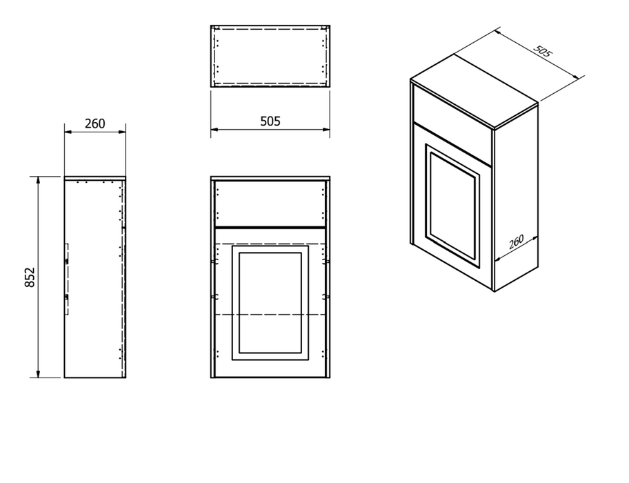 Kartell K-VIT Astley 500mm WC Unit- Matt Grey (FUR528AS)