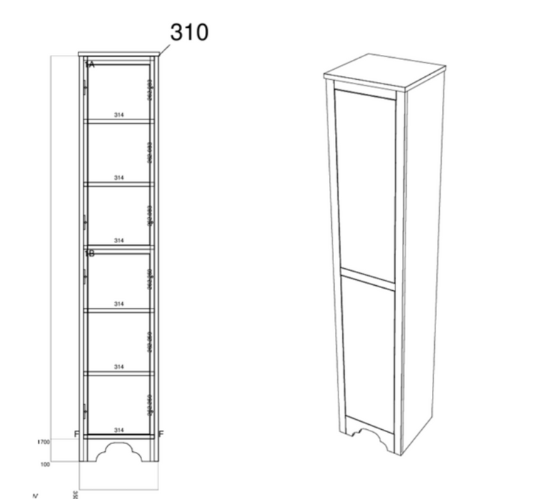 Kartell K-VIT Buckingham Floor Standing Side Unit - Black Oak (BUCFSSU-B)