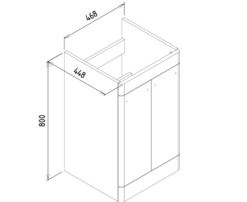 Kartell K-VIT Options 24 600mm 2 Door Floor Standing Unit & Ceramic Basin -White Gloss & Matt Cool Grey (OPT600DO-WT FUR149ME)(OPT600DO-CG FUR149ME)