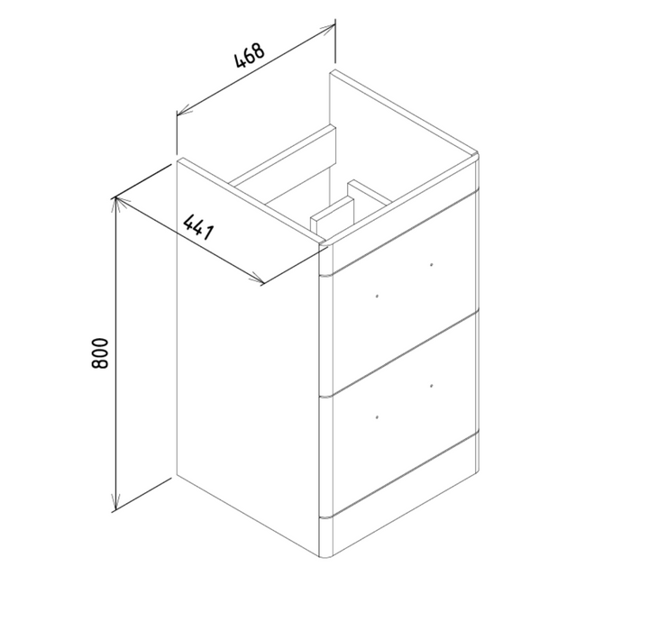 Kartell K-VIT Options 24 500mm 2 Drawer Floor Standing Unit & Ceramic Basin -White Gloss & Matt Cool Grey (OPT500DR-WT FUR148ME)(OPT500DR-CG FUR148ME)