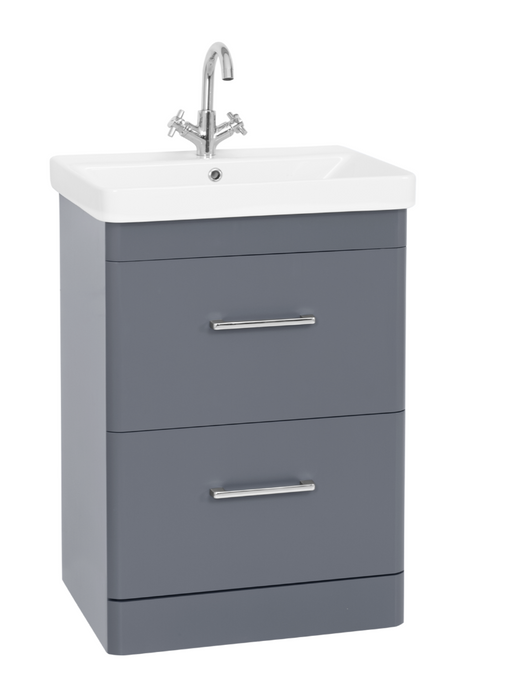 Kartell K-VIT Options 24 600mm 2 Drawer Floor Standing Unit- White Gloss & Matt Cool Grey(OPT600DR-WT FUR149ME)(OPT600DR FUR149ME))