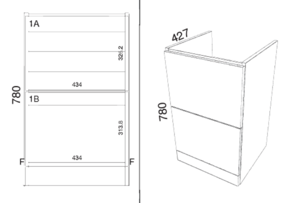 Kartell K-VIT Arc 800mm Floor Standing 2 Drawer Unit & Ceramic Basin- White Gloss (ARC800FS-W FUR150ME)