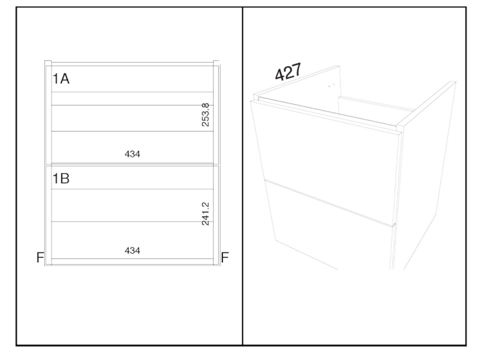 Kartell K-VIT Arc 500mm Wall Mounted 2 Drawer Unit & Ceramic Basin-Matt Graphite (ARC500WM-G FUR148ME)