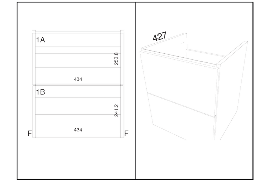 Kartell K-VIT Arc 600mm Wall Mounted 2 Drawer Unit & Ceramic Basin- Matt Graphite (ARC600WM-G FUR149ME)