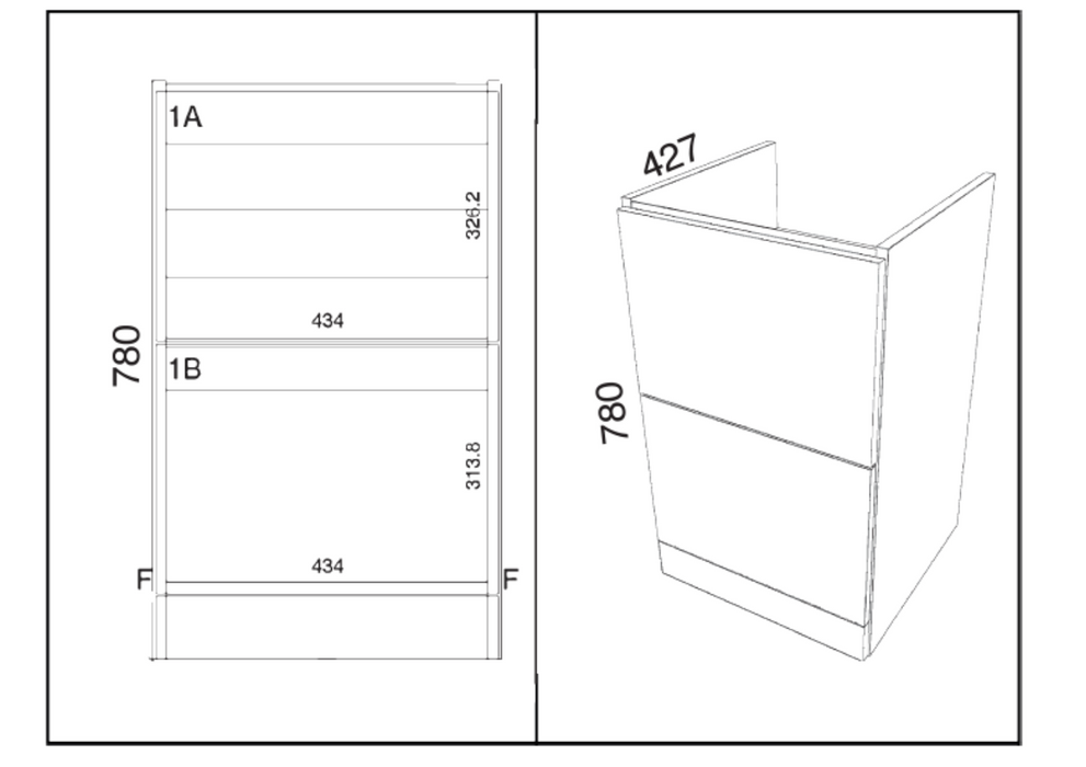 Kartell K-VIT Arc 500mm Floor Standing 2 Drawer Unit & Ceramic Basin-Cashmere (ARC500FS-C FUR148ME)