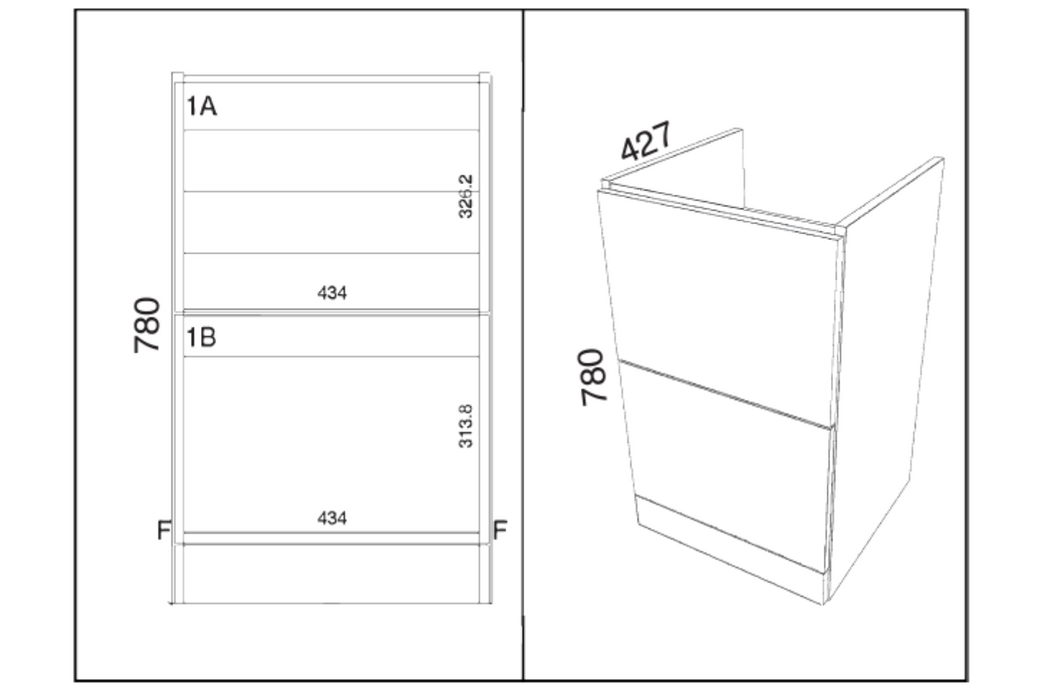 Kartell K-VIT Arc 600mm Floor Standing 2 Drawer Unit & Ceramic Basin- Cashmere (ARC600FS-C FUR149ME)