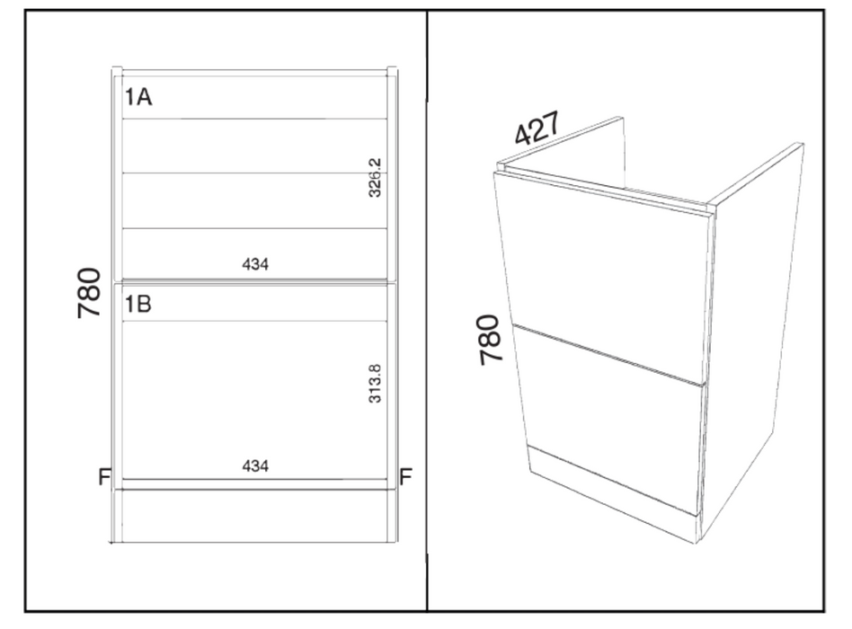 Kartell K-VIT Arc 800mm Floor Standing 2 Drawer Unit & Ceramic Basin- Cashmere (ARC800FS-C FUR150ME)