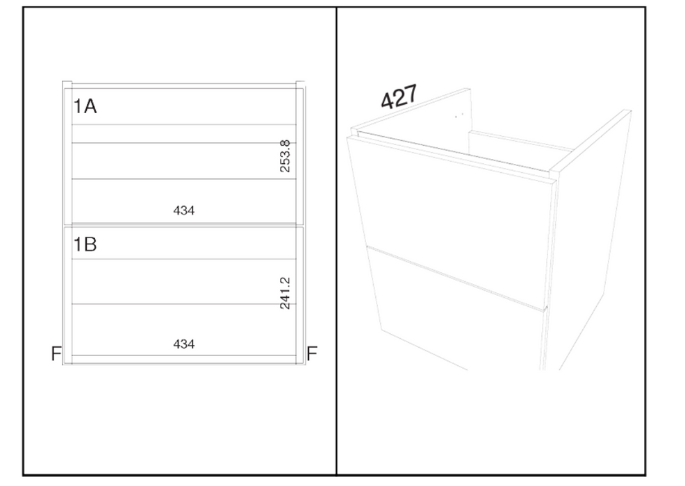 Kartell K-VIT Arc 500mm Wall Mounted 2 Drawer Unit & Ceramic Basin- Cashmere (ARC500WM-C FUR148ME)